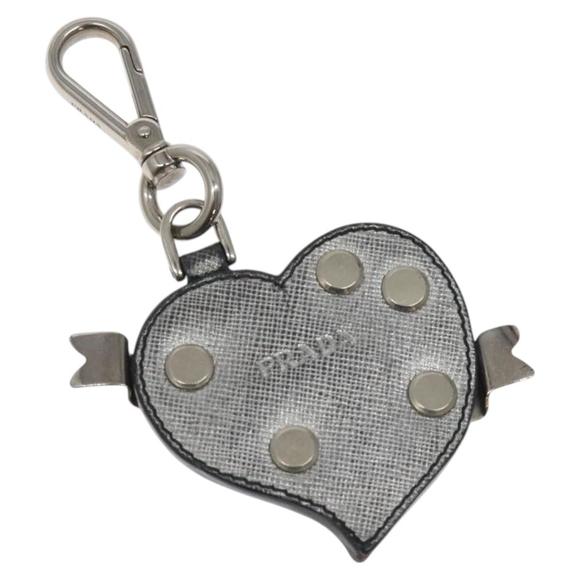 PRADA Charm Safiano leather Silver Auth ac3850 - Picture 1 of 5